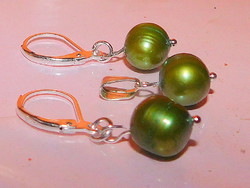 Rare! Eosin shiny Japanese biwa genuine pearl earrings and pendant set