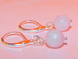 Rose quartz mineral faceted polished spherical earrings