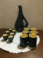 Tófej váza (kiöntő) + 2 x 6 db pohár