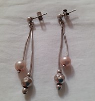 Silver earrings decorated with teak and berry