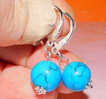 Turquoise mineral sphere earrings