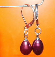 Rare! Eggplant shiny akoya real pearl earrings
