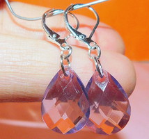 Amethyst shiny polished drop crystal earrings