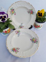 Beautiful antique handmade floral porcelain plate offering bowl of fried, centerpiece collection pieces