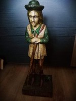 Carved wooden statue of 57 cm tall, sacred fox patron saint Montpellieri.
