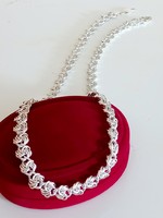 Silver necklace, rose chain