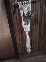 Macrame flowerpot, hanging on the wall 20cm wide 90cm long natural color.Medium-sized pot r