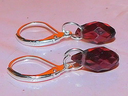 Purple crystal drop faceted earrings