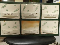 Six-compartment Antique Granite Spice Jar Set