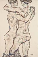 Egon Schiele - Meztelen lányok ölelkeznek - reprint