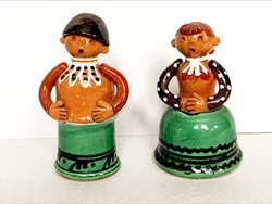 Frame-shaped ceramic boy and girl couple, marked gkk (cantor and kun farmer?)