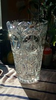 Midcentury extra large, thick-walled lead crystal vase with military / military / military symbols,