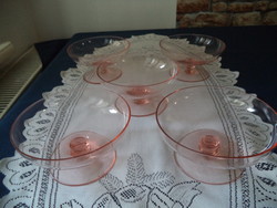 Pink glass dessert goblets 5 pcs