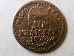 Hamis!!! 10 Krajcáros Ferenc József  1870 Korabeli hamisítvány RRR