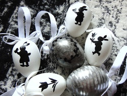 Fekete-fehér, ezüst-szürke húsvéti tojás 8 db