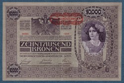 10000 Korona 1918 VF Deutschösterreich bélyegzés  Hátlap Ornament