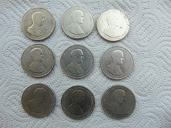 Horthy ezüst 5 pengő 1930 9 darab LOT !