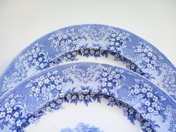Old blue patterned faience plate 22cm in 2 pieces