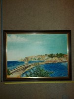 Ernő Kovács: the peninsula, painting, 50x70, oil on canvas, frame only for demonstration, not part of the lot !.