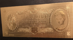 24 carat gold-plated 10 forint banknote