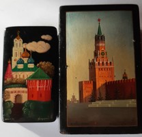 2 pcs hand-painted Russian, lacquered boxes