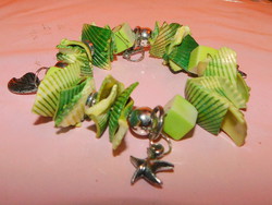 Green Colors Shell-Cube Tibetan Silver Charm Bracelet - Pandora Character