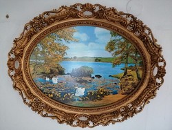 Florentin jellegű keret tájképpel 90 x 70 cm