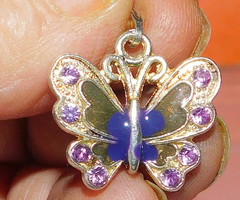Wonderful enamel amethyst purple luster crystal butterfly pendant