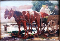 Pállya carolus (1875-1948) with horse-drawn carriage figures