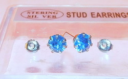 Sparkling aquamarine blue luster crystal stone earrings