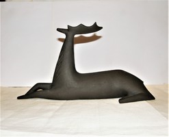 Art deco Szarvas - Matt fekete kerámia figura