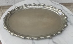 Nagy méretű tálca ezüst jellegű, mester jegyes,  Biedermeier stílusú