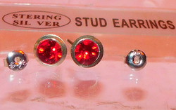 Poppy red shiny crystal stone earrings
