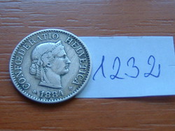 Switzerland 10 rappen 1884 / b mintmark (bern), copper-nickel # 1232