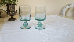 Turquoise cube, glass cup with base, candle holder 2 pcs.
