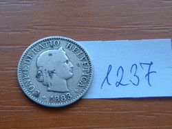 Switzerland 10 rappen 1883 / b mintmark (bern), copper-nickel # 1237