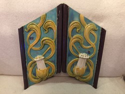 Secession Zsolnay Lotus pattern wall decorations.