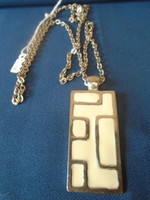 Scandinavian craftsman with pendant chain decorated with sapphire-like stones 5.7 x 3.3 cm 41 grams