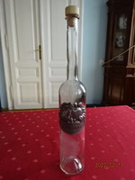 Brandy bottle with tin fruit sticker., With Schnaps inscription. He has!