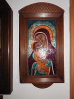 Zsóri Balogh Erzsébet tűzzománc kép faragott nagyméretű oltárkép alakú alkotása 3.