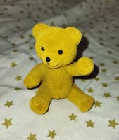 Retro plastic flocked furry teddy bear figurine 7cm old toy teddy bear