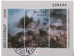 Hungary half - postage stamp block 1989