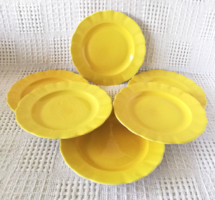 Extremely rare! Set of 6 antique yellow zsolnay cake plates