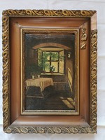 Oil painting, damaged frame, work of an unknown painter.