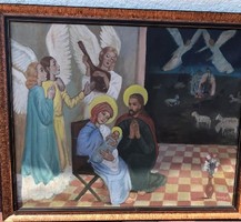 Hikádi Erzsébet (Czene Béláné): Szent Család zenélő angyalokkal és pásztorokkal