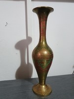 Indiai festett réz váza 26,5 cm magas