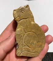 SZÉP RÉGI CICA MACSKA CICUS ÉKSZER TARTÓ KŐ DOBOZ FIGURA AJÁNDÉK 925 EZÜST GYŰRŰ RÉGI VINTAGE STONE