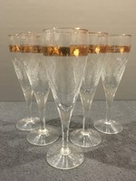 French crystal, convex pattern, richly gilded champagne glass !!!