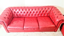 A485 Ferrari piros chesterfield  bőr kanapé 3-as