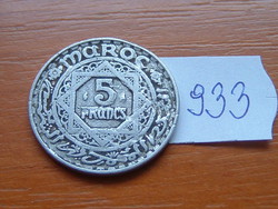 MAROKKÓ MOROCCO 5 FRANK FRANCS 1951 (a) c+w AH1370 ALU. #933